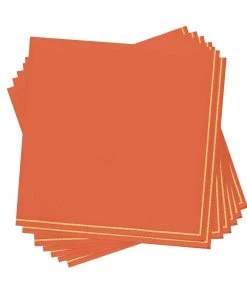 Luxe Party NYC Orange With Gold Stripe Paper Napkins - 3 Available Sizes