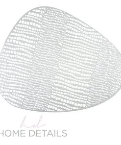 Home Details Oval Pebble Laser Cut Placemat In Silver
