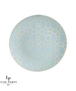 Round Accent Pattern Round Mint • Gold Pattern Plastic Plates | 10 Pack