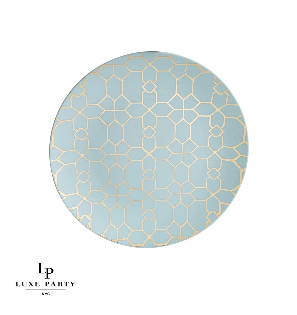 Round Accent Pattern Round Mint • Gold Pattern Plastic Plates | 10 Pack 2 Round Accent Pattern Round Mint • Gold Pattern Plastic Plates | 10 Pack