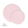 Round Accent Pattern Round Blush • Silver Lattice Pattern Plastic Plates | 10 Pack