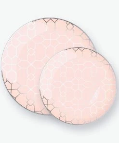Round Accent Pattern Round Blush • Silver Pattern Plastic Plates | 10 Pack 8 Round Accent Pattern Round Blush • Silver Pattern Plastic Plates | 10 Pack
