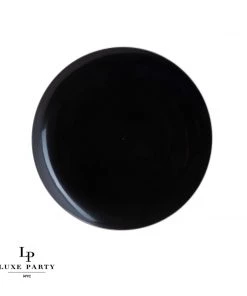 Round Accent Black • Silver Round Plastic Plates | 10 Pack