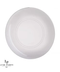 Round Accent Clear • Silver Round Plastic Plates | 10 Pack
