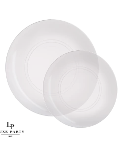 Round Accent Clear • Silver Round Plastic Plates | 10 Pack