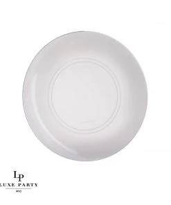 Round Accent Clear • Silver Round Plastic Plates | 10 Pack