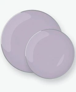 Round Accent Lavender • Gold Round Plastic Plates | 10 Pack