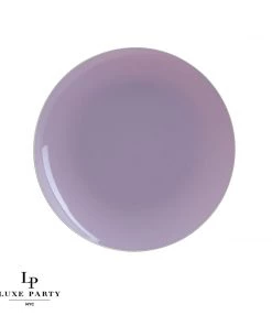 Round Accent Lavender • Gold Round Plastic Plates | 10 Pack