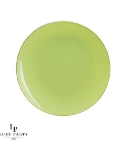 Round Accent Lime • Gold Round Plastic Plates | 10 Pack 5 Round Accent Lime • Gold Round Plastic Plates | 10 Pack