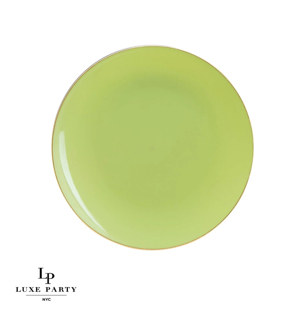 Round Accent Lime • Gold Round Plastic Plates | 10 Pack 3 Round Accent Lime • Gold Round Plastic Plates | 10 Pack