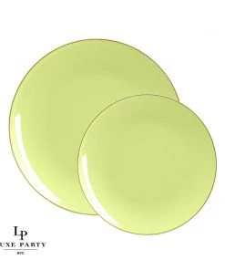 Round Accent Lime • Gold Round Plastic Plates | 10 Pack