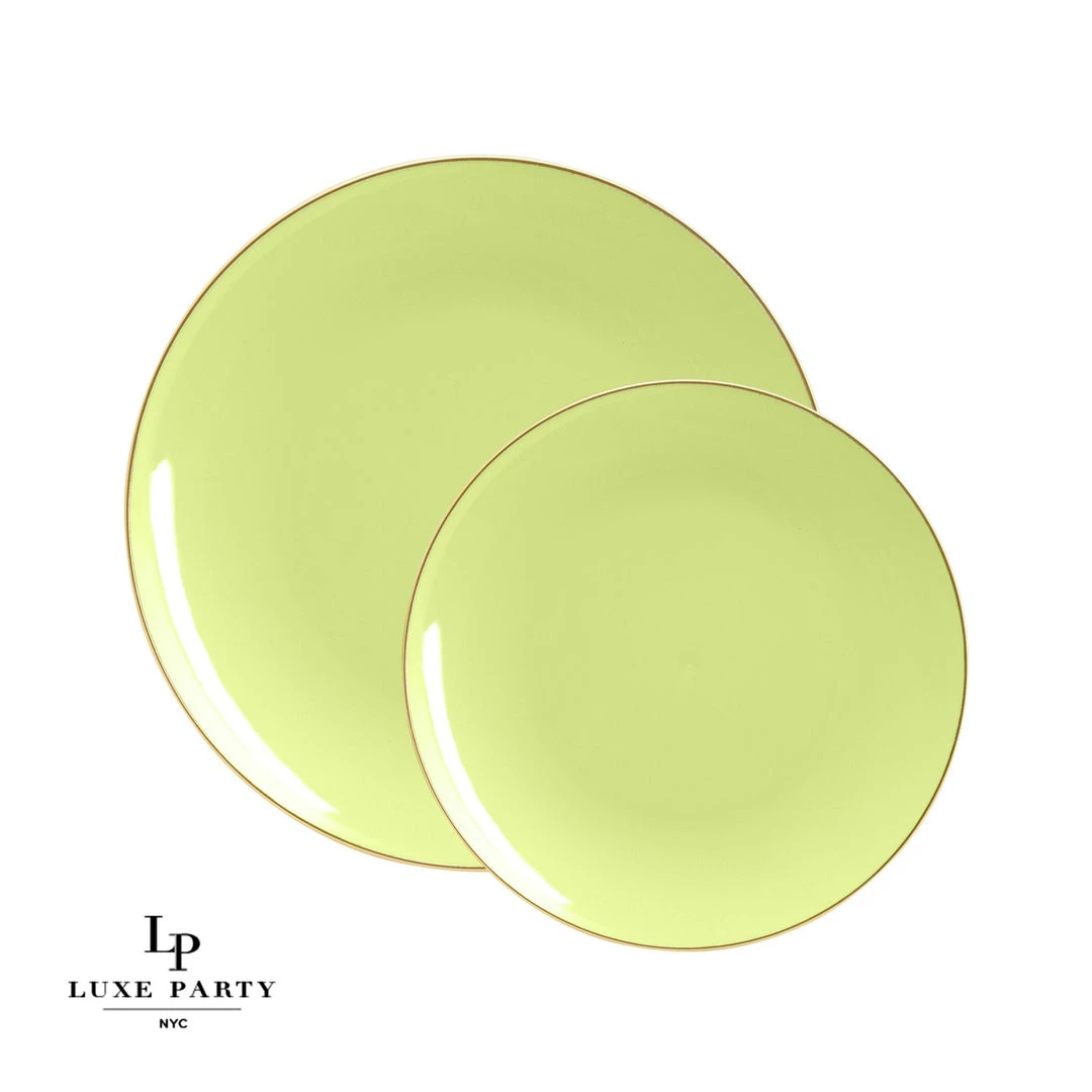 Round Accent Lime • Gold Round Plastic Plates | 10 Pack 1 Round Accent Lime • Gold Round Plastic Plates | 10 Pack
