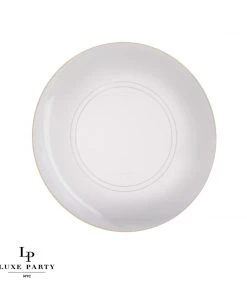 Round Accent Round Clear • Gold Plastic Plates | 10 Pack