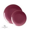 Round Accent Round Cranberry • Gold Plastic Plates | 10 Pack