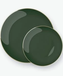 Round Accent Round Emerald • Gold Plastic Plates | 10 Pack