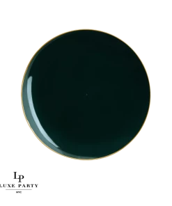 Round Accent Round Emerald • Gold Plastic Plates | 10 Pack