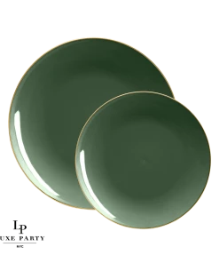 Round Accent Round Emerald • Gold Plastic Plates | 10 Pack