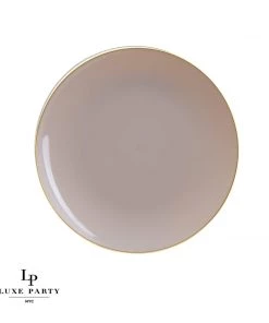 Round Accent Round Linen • Gold Plastic Plates | 10 Pack