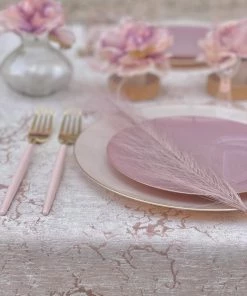 Round Accent Round Mauve • Gold Plastic Plates | 10 Pack