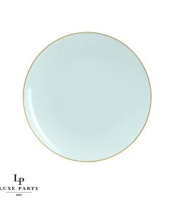 Round Accent Round Mint • Gold Plastic Plates | 10 Pack
