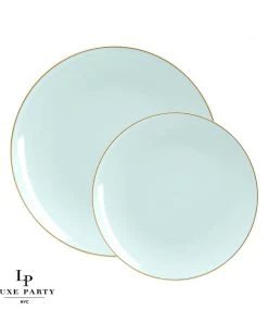 Round Accent Round Mint • Gold Plastic Plates | 10 Pack