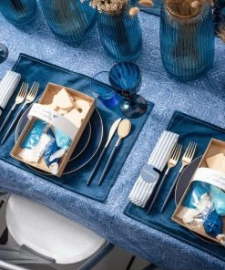 Round Accent Round Navy • Gold Plastic Plates | 10 Pack