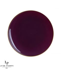 Round Accent Round Purple • Gold Plastic Plates | 10 Pack