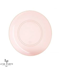 Round Accent Round Semi Transparent Rose • Gold Plastic Plates | 10 Pack