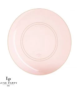 Round Accent Round Semi Transparent Rose • Gold Plastic Plates | 10 Pack