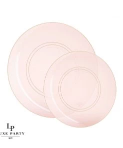 Round Accent Round Semi Transparent Rose • Gold Plastic Plates | 10 Pack