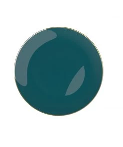 Round Accent Round Teal • Gold Plastic Plates | 10 Pack