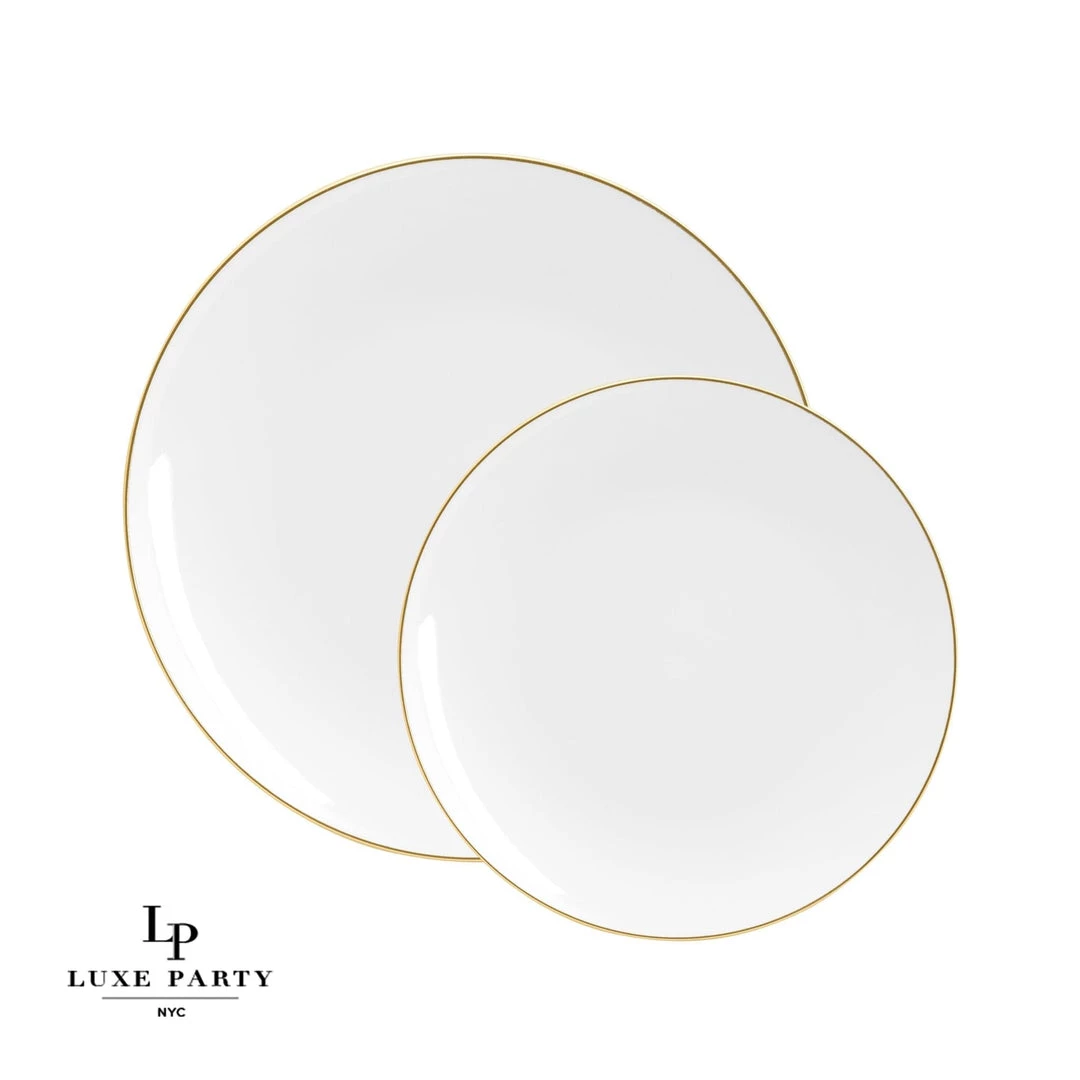 Round Accent Round White • Gold Plastic Plates | 10 Pack 1 Round Accent Round White • Gold Plastic Plates | 10 Pack