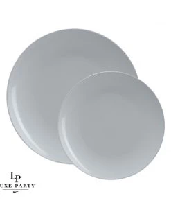 Round Accent Round Gray • Silver Plastic Plates | 10 Pack