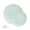 Round Accent Pattern Round Mint • Gold Lattice Pattern Plastic Plates | 10 Pack