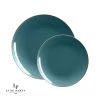 Round Accent Round Teal • Gold Plastic Plates | 10 Pack