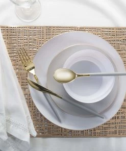 Santorini Chargers And Runners Barcelona Metallic Placemat In Gold