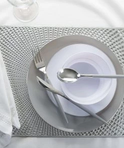 Santorini Metallic Placemat In Silver Chargers And Runners