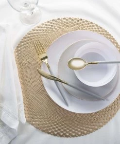 Chargers And Runners Home Details Round Saturn Laser Cut Placemat In Gold