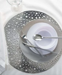 Chargers And Runners Home Details Round Saturn Laser Cut Placemat In Silver