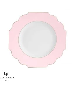 Scallop Design Scalloped Blush • Gold Plastic Plates | 10 Pack