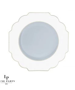 Scallop Design Scalloped Clear Base White • Gold Plastic Plates | 10 Pack New Arrivals