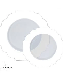Scallop Design Scalloped Clear Base Silver • White Plastic Plates | 10 Pack New Arrivals