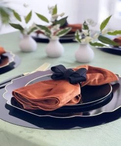 Scallop Design New Arrivals Scalloped Clear Black • Gold Plastic Plates | 10 Pack