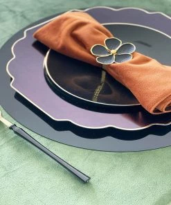 Scallop Design New Arrivals Scalloped Clear Black • Gold Plastic Plates | 10 Pack