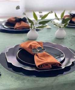 Scallop Design New Arrivals Scalloped Clear Black • Gold Plastic Plates | 10 Pack