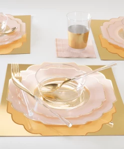Scallop Design Scalloped Clear Blush • Gold Plastic Plates | 10 Pack New Arrivals