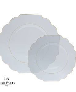 Scallop Design Scalloped Clear • Gold Plastic Plates | 10 Pack
