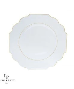 Scallop Design Scalloped Clear • Gold Plastic Plates | 10 Pack