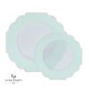 Scallop Design Scalloped Clear Mint • Gold Plastic Plates | 10 Pack