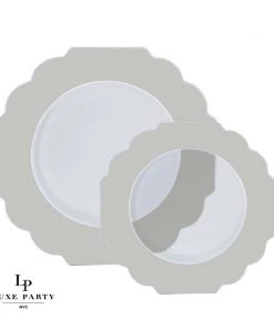 Scallop Design Scalloped Clear Silver Plastic Plates | 10 Pack